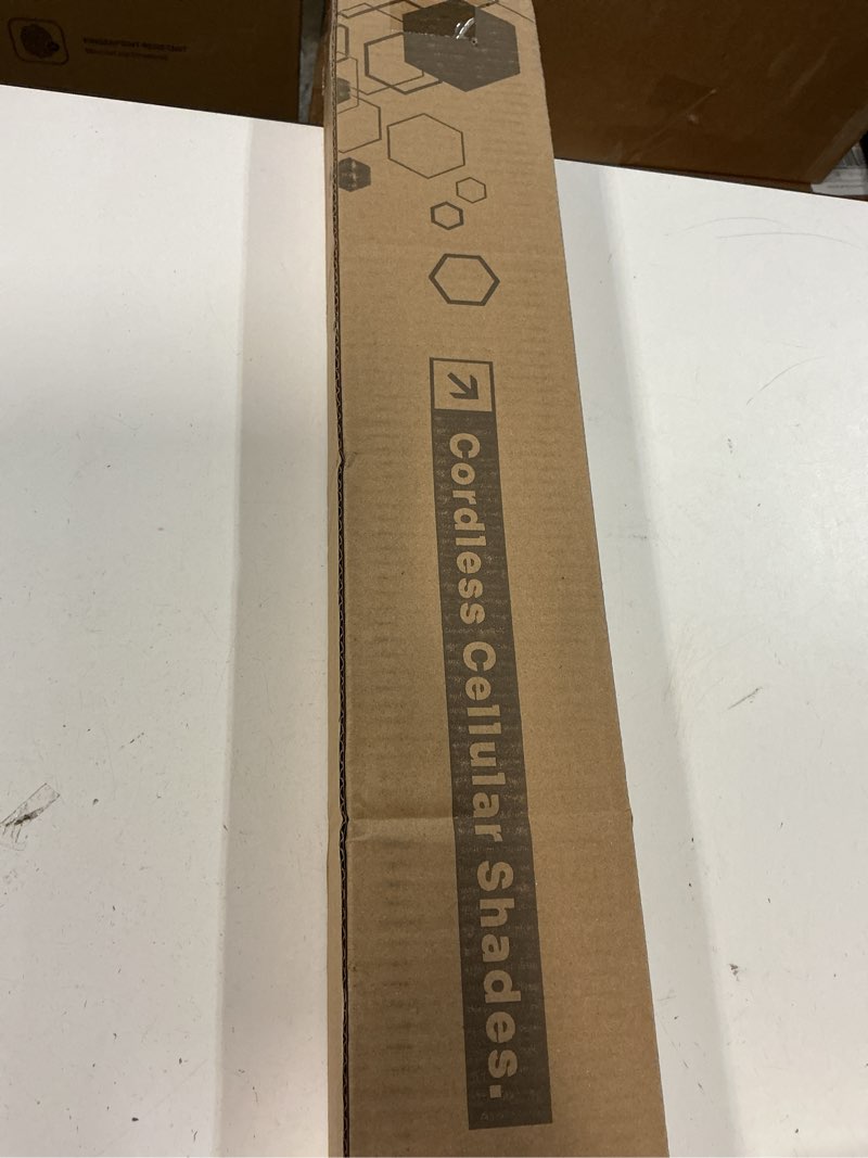 Condition photo showing New/Like New for honeycomb cellular shades cordless light filtering for windows inside & outside mount, 31" w x 64" h, white(light filtering) 31"w x 64"h white(light filtering)