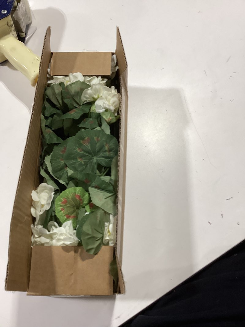 Condition photo showing Good Condition for artificial geranium fake flowers for outdoors decoration, 6 bundles silk geraniums white flower uv resistant look real faux plants for front door garden porch planter patio balcony yard indoor home 6 white