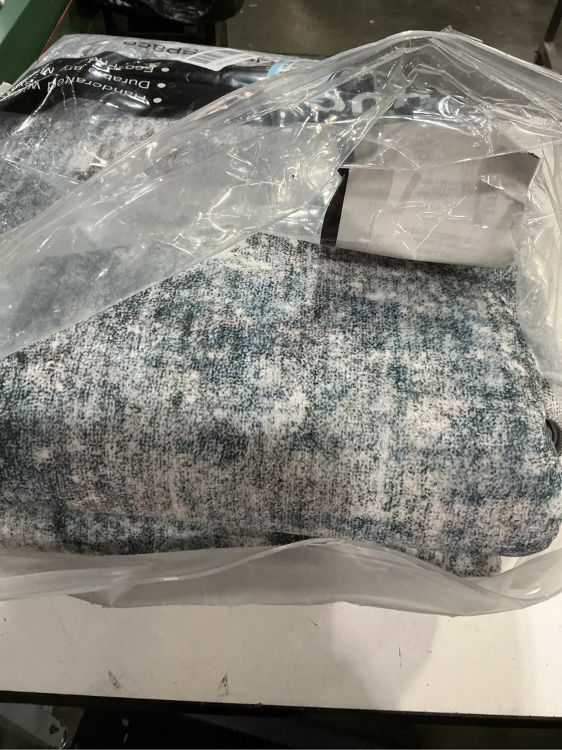 Condition photo showing Good Condition for abstract rug 8x10 large living room rugs neutral modern washable area rugs for bedroom dining room non-slip stain resistant foldable thin blue blue/grey 8' x 10' (rectangular)
