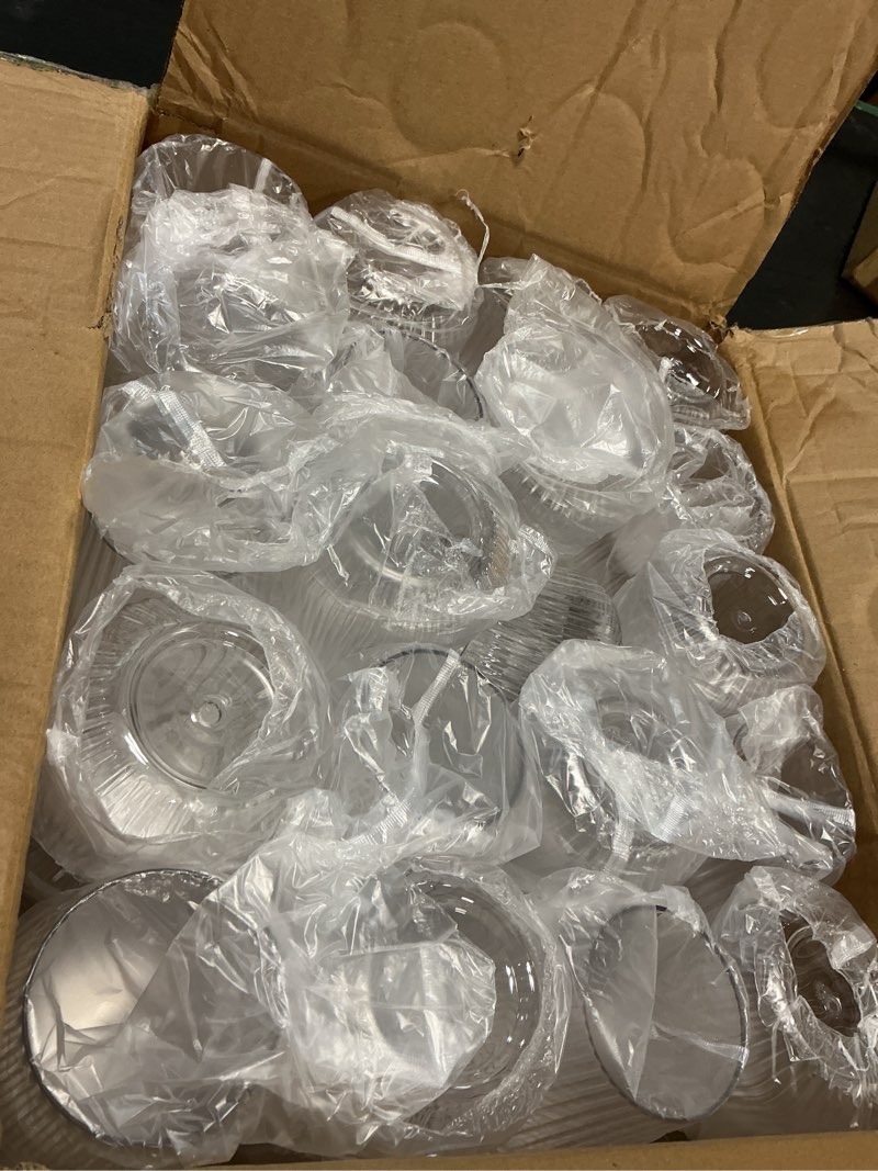 Condition photo showing New/Like New for Suclain 100 Pack Plastic Wine Glasses Ribbed Stemless Wine Glasses 14oz Vertical Design Unbreakable 