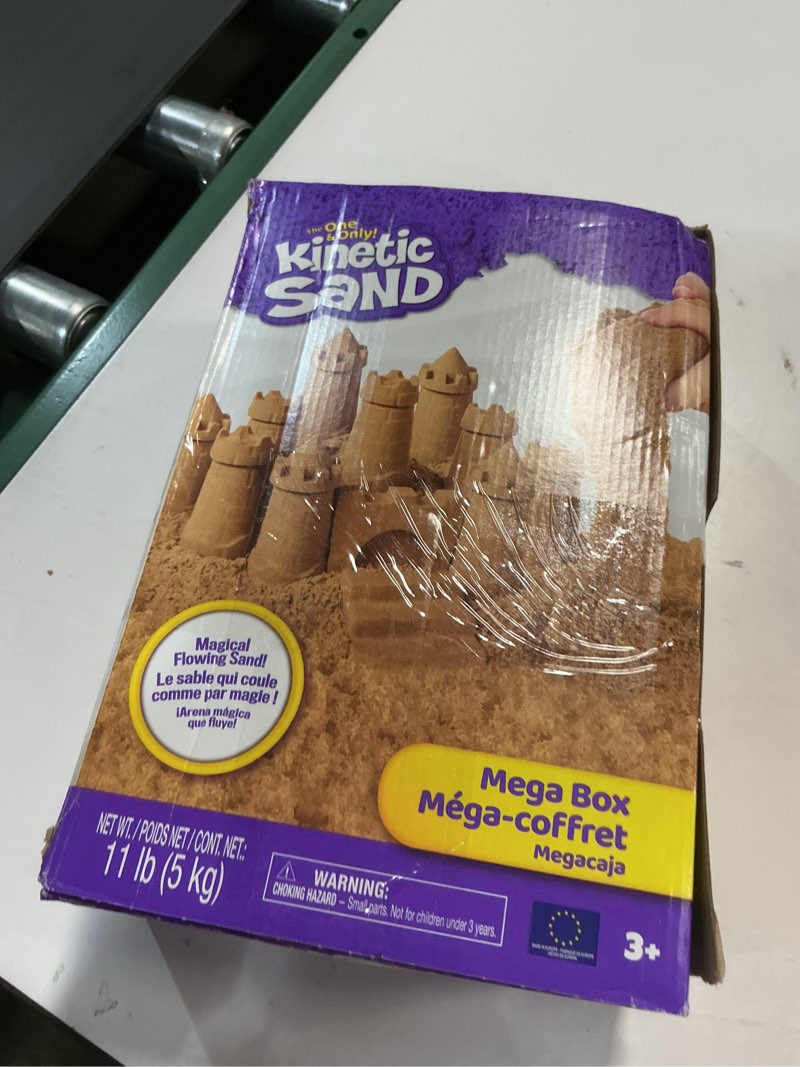 Condition photo showing New/Like New for Kinetic Sand, 11lb (5kg) Natural Brown Play Sand for Arts and Crafts, Sandbox, Amazon Exclusive (Packaging May Vary), Sensory Toys, Holiday Gifts & Stocking Stuffers for Kids Ages 3 and up 11lb Beach Sand