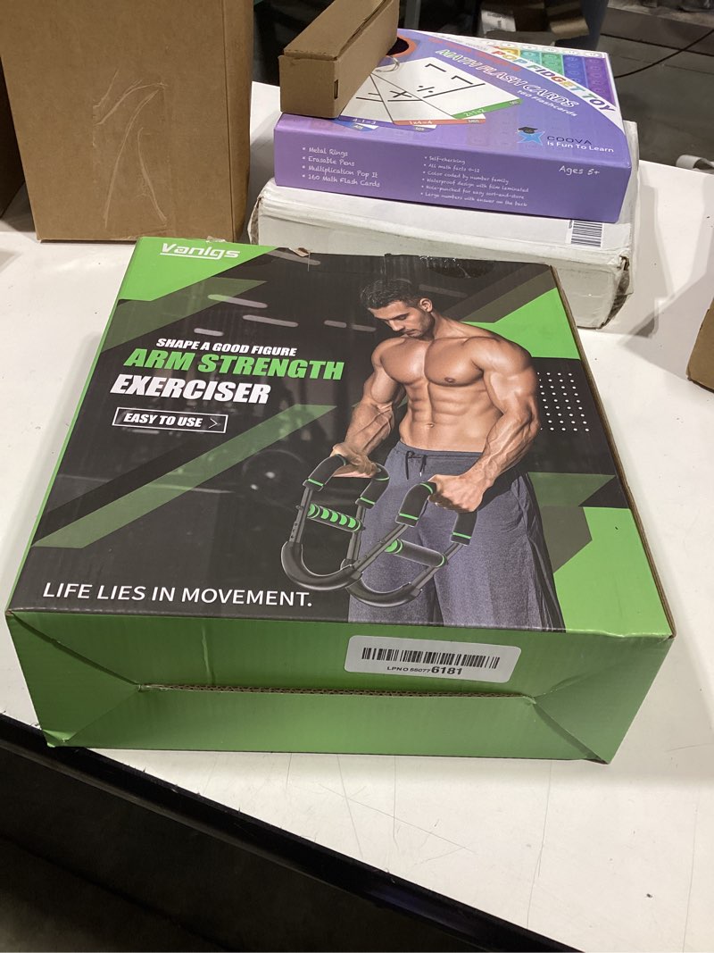 Condition photo showing Good Condition for twister arm trainer for men, chest workout equipment 5-level adjustable (40-130lb) with ergonomic 27° targets biceps/clip/thigh, portable exerciser for home gym travel fitness green