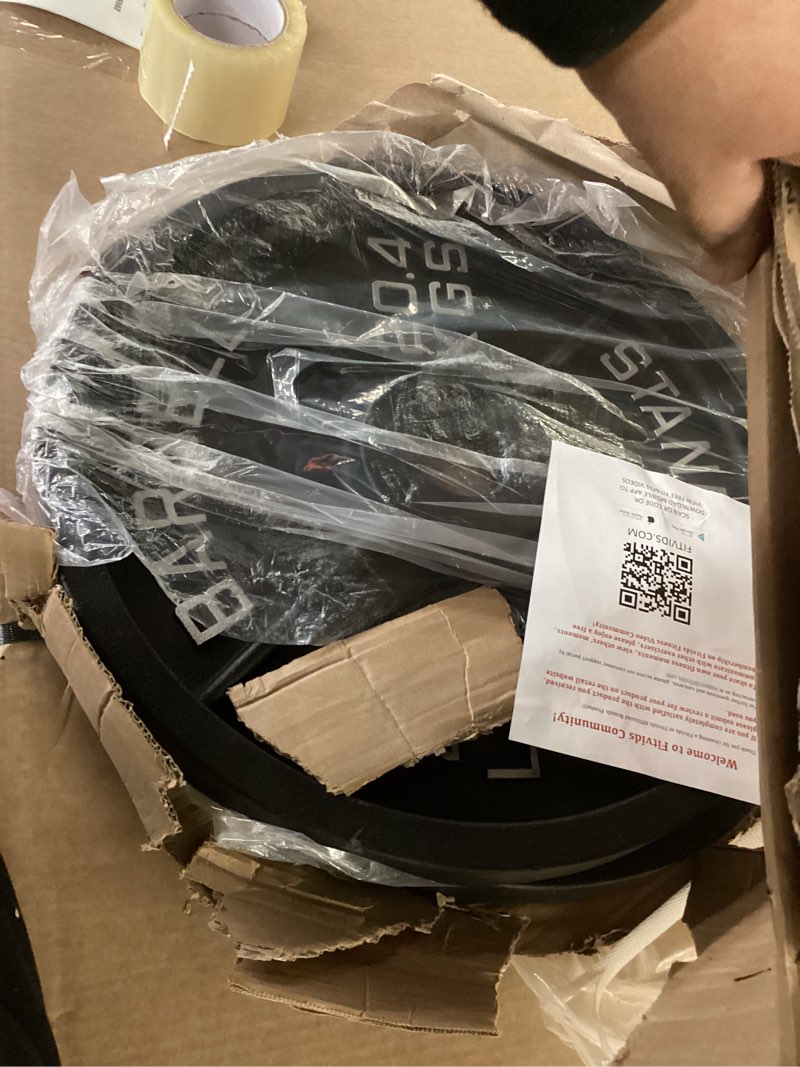 Condition photo showing Good Condition for Fitvids Olympic Cast Iron Plate for Strength Training and Weightlifting, Pairs, Sets or Set with Barbell, Multiple Sizes 45LB Pair Two Hole Vintage