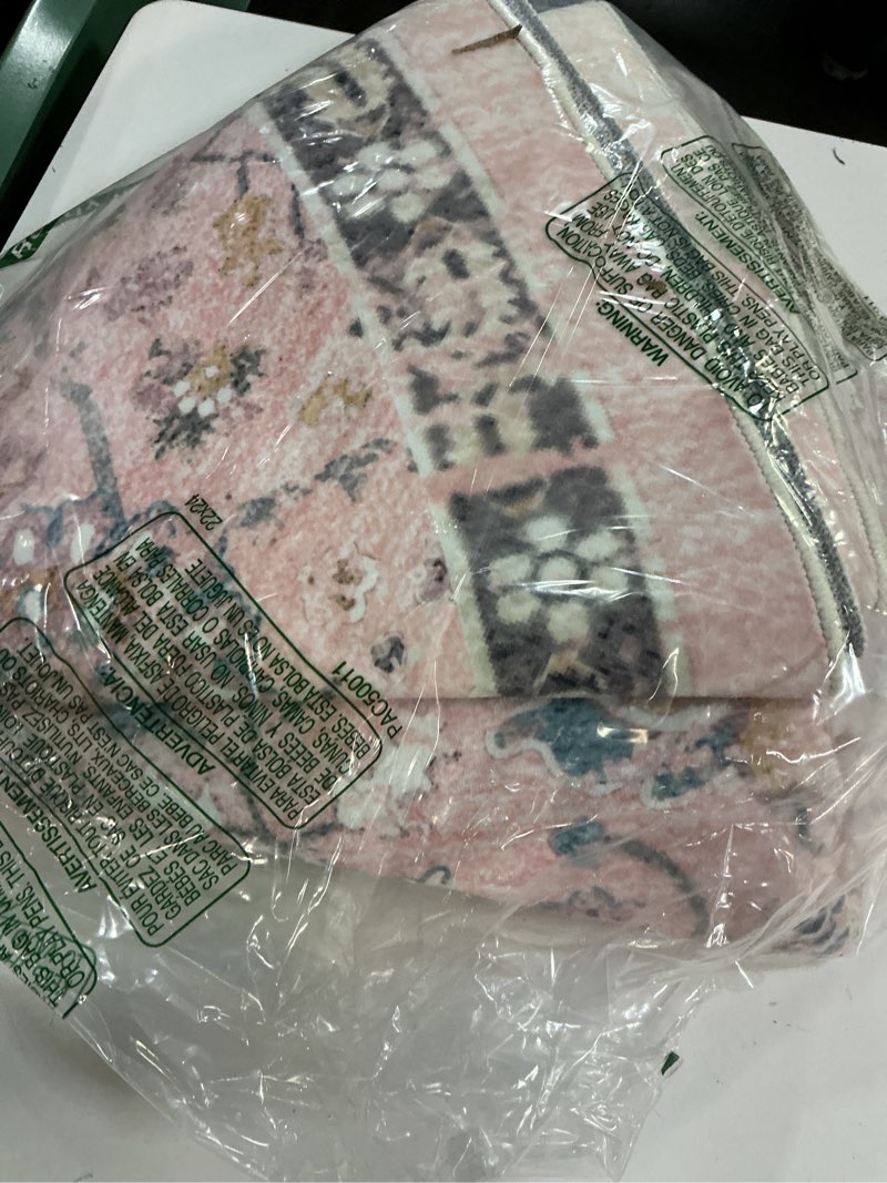 Condition photo showing Good Condition for lahome light pink boho rug 6ft, circle washable area rugs for playroom kids room, soft floral nursery round carpet non slip, pastel floor carpet for bedroom living room 6' x 6' (round) light pink