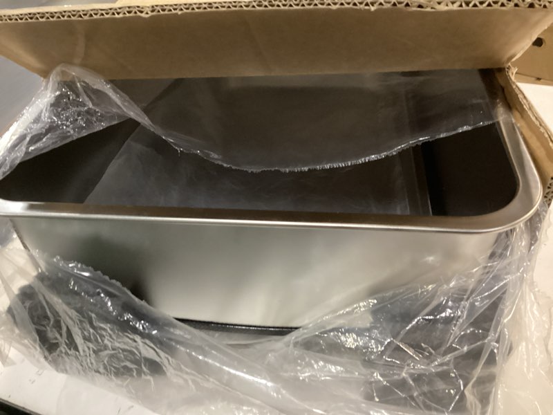 Condition photo showing Good Condition for stainless steel litter box with pull-out pan, 23.6" l x 15.7" drawer type semi-enclosed cat litter box with litter scoop for big cat easy cleaning silver drawer
