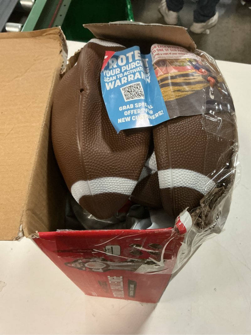 Condition photo showing Good Condition for GoSports Inflataman Football Challenge - Includes 4 Rubber Footballs, Ball Pump, and Scoreboard - Inflatable Receiver Touchdown Toss Game