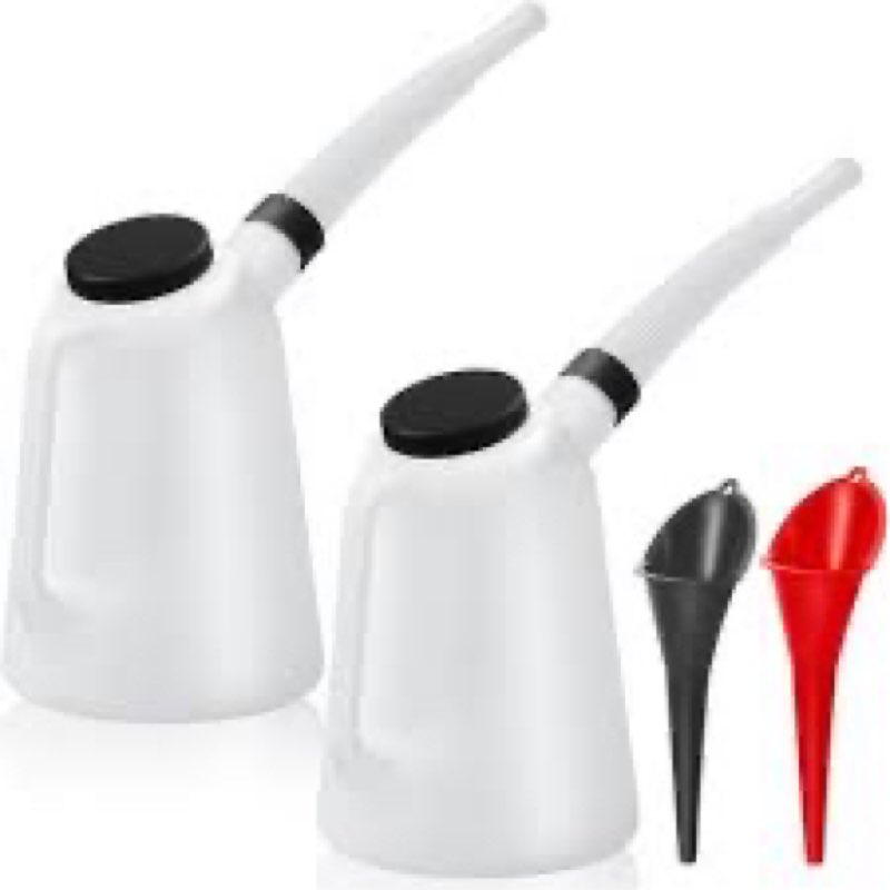 Tioncy 2 Pack 5 Quart Plastic Measures with Lid and Cap Dispenser with Spout Funnels