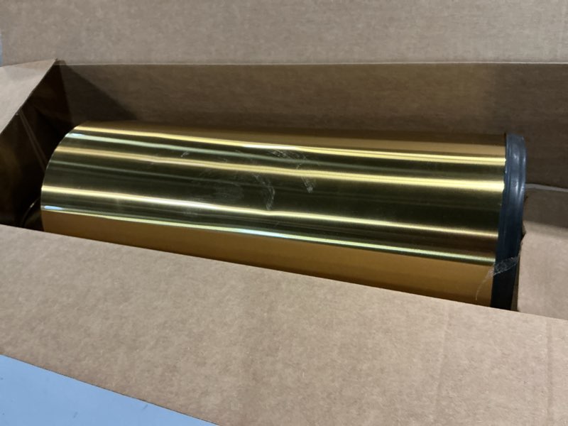 Condition photo showing As Is for 8gallon brushed kitchen gold trash can with swing lid,stainess steel garbage can trash bin wastebaskets for commerical used airport shopping mall hotel lobby elevator (gold)