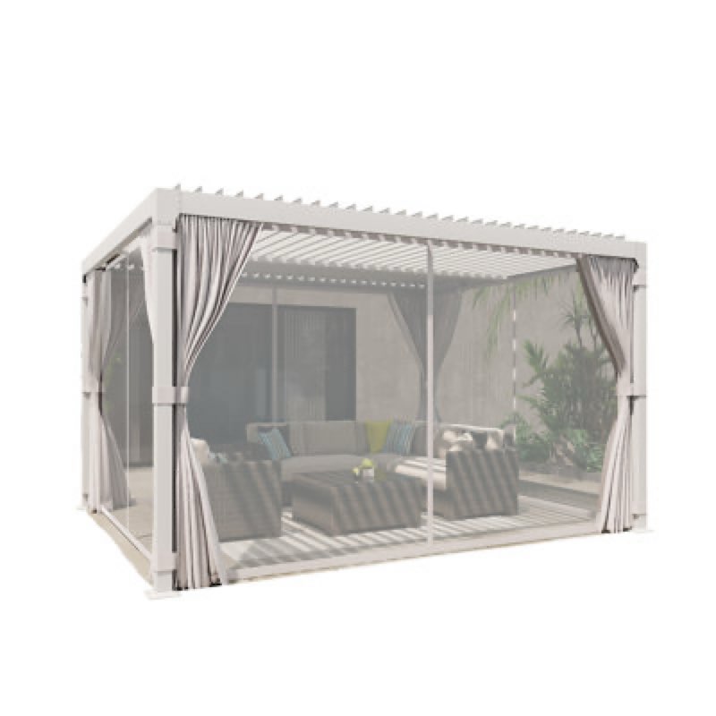(Incomplete 1 box only) 12 Ft. W X 12 Ft. D Louvered Pergola With Louvered Roof For Decks, Gardens And Backyards