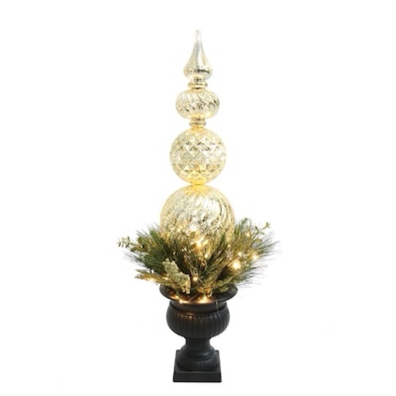 Holiday Living 3-ft Pine Pre-lit Slim Gold Artificial Christmas Tree with White LED Lights