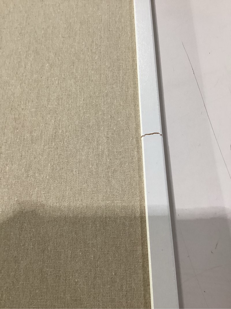 Condition photo showing As Is for Cork Board with Linen White,Bulletin Board 30"x20" Hanging Corkboards for Office Home School Message Board or Vision Board Decoration. White 30" x 20"