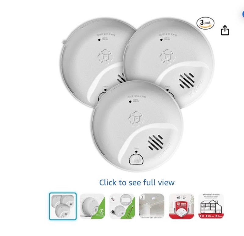first alert smico100-ac interconnect hardwire combination smoke & carbon monoxide alarm with battery backup - 3 pack
