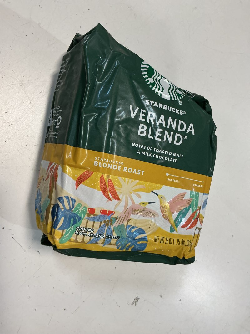 Condition photo showing New/Like New for  (  BBD  : 02/ JAN  /2026 Starbucks Ground Coffee, Starbucks Blonde Roast Coffee, Veranda Blend, 100% Arabica, 1 bag (28 oz) Veranda Blend 28 Ounce (Pack of 1)