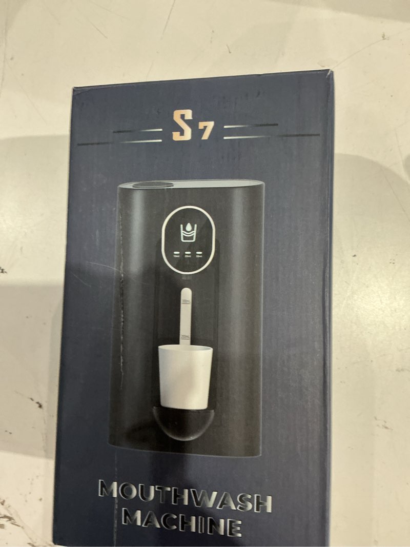 Condition photo showing New/Like New for s7 automatic mouthwash dispenser touchless for bathroom, smart electric mouthwash dispenser with 3 magnetic cups, rechargeable, led screen displays 3 dispensing amounts