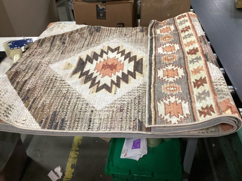 Condition photo showing Good Condition for Area Rug 6x9 Rug Machine Washable Non-Slip Low Pile Print Pattern Western Rug for Living Room Bedroom Entryway Tribal Series -Cream/Camel Cream/Camel 6' x 9' (Rectangular)