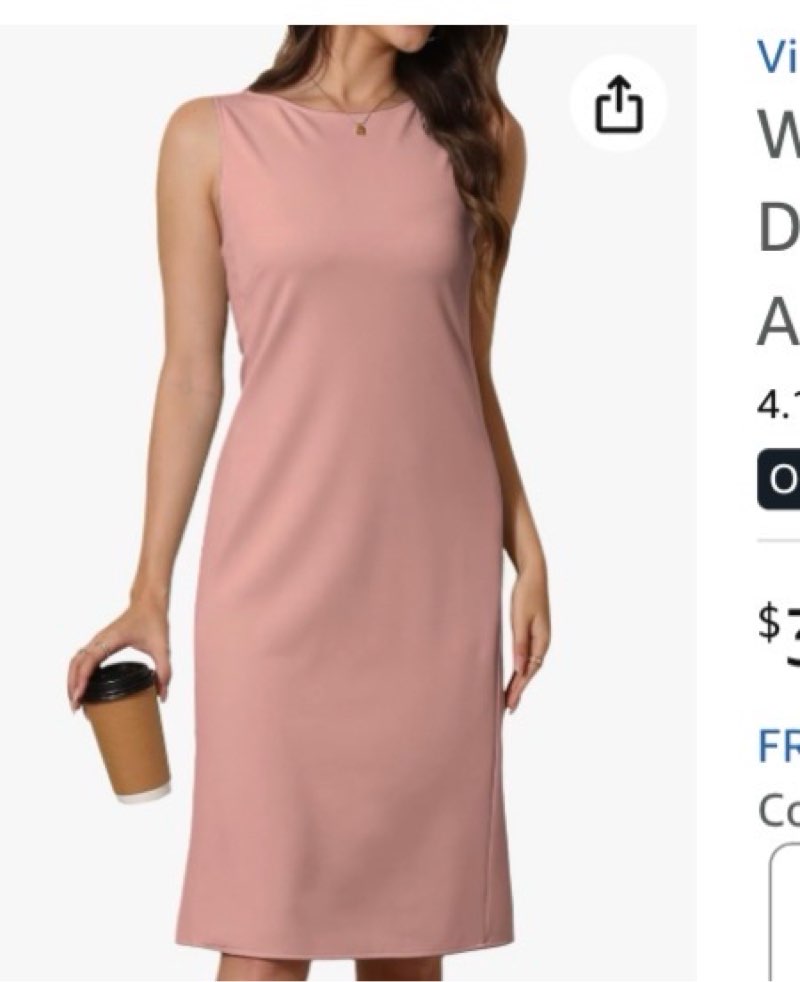 Women Business Sheath Midi Dress, 2025 Summer Sleeveless A-line Slimming Work Pencil Skirt Black Medium