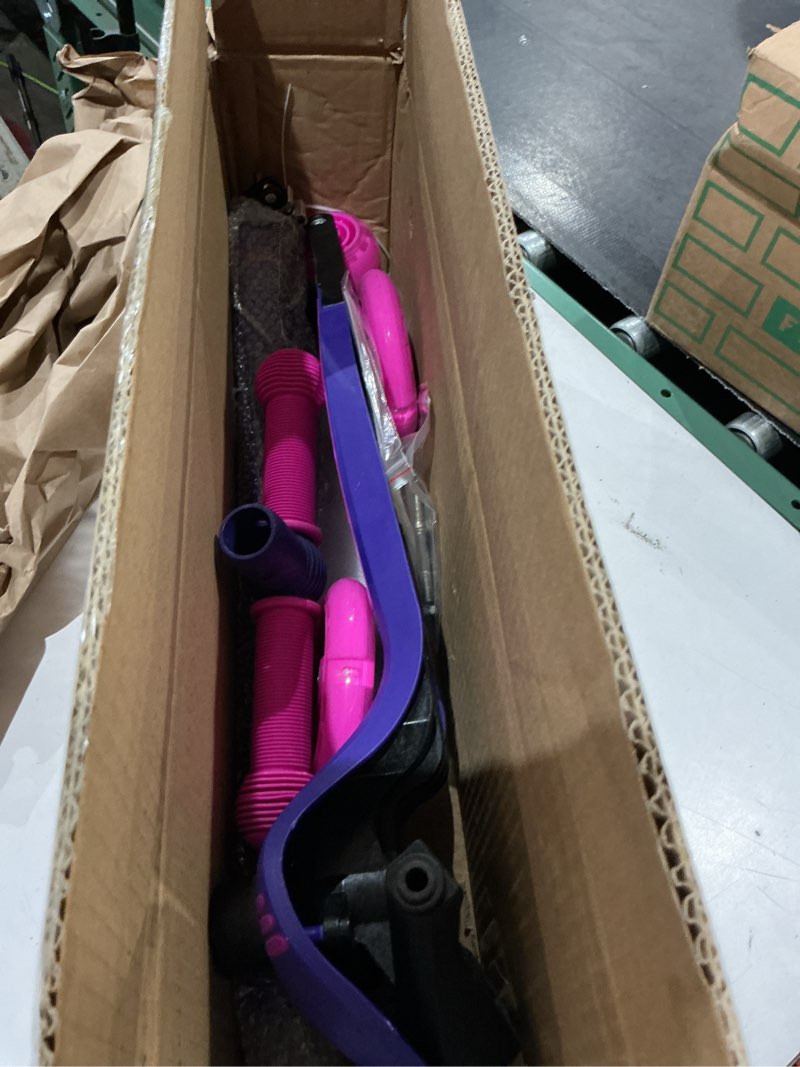 Condition photo showing As Is for gotrax ks1 kids kick scooter, led lighted wheels and 3 adjustable height handlebars, lean-to-steer & widen anti-slip deck, 3 wheel scooter for boys & girls ages 2-8 and up to 110 lbs purple