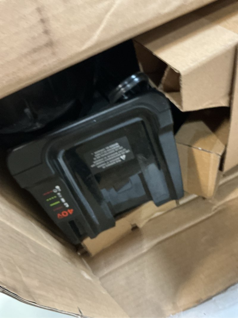 Condition photo showing As Is for BLACK+DECKER Leaf Blower Cordless Leaf Vacuum and Mulcher Combo Kit, Battery and Charger Included, 40V 120 mph Air Speed, 6-Speed Dial, Built-in Scraper with Collection Bag (LSWV36)