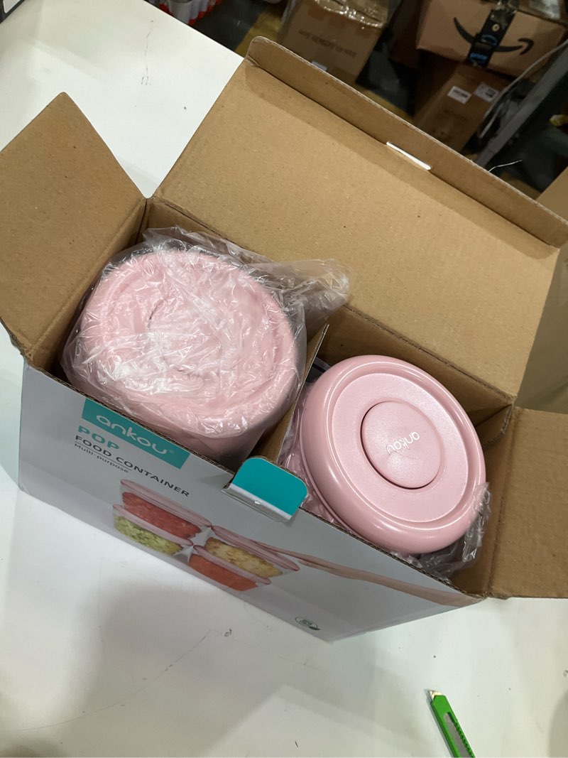 Condition photo showing New/Like New for Ankou 400ml Meal Prep Container Set of 4 Pink Tritan Plastic Food Storage Containers with Lids, Airtight Leakproof Pop Top Lid Bowl for Breakfast Leftovers 400ml*4 Pink