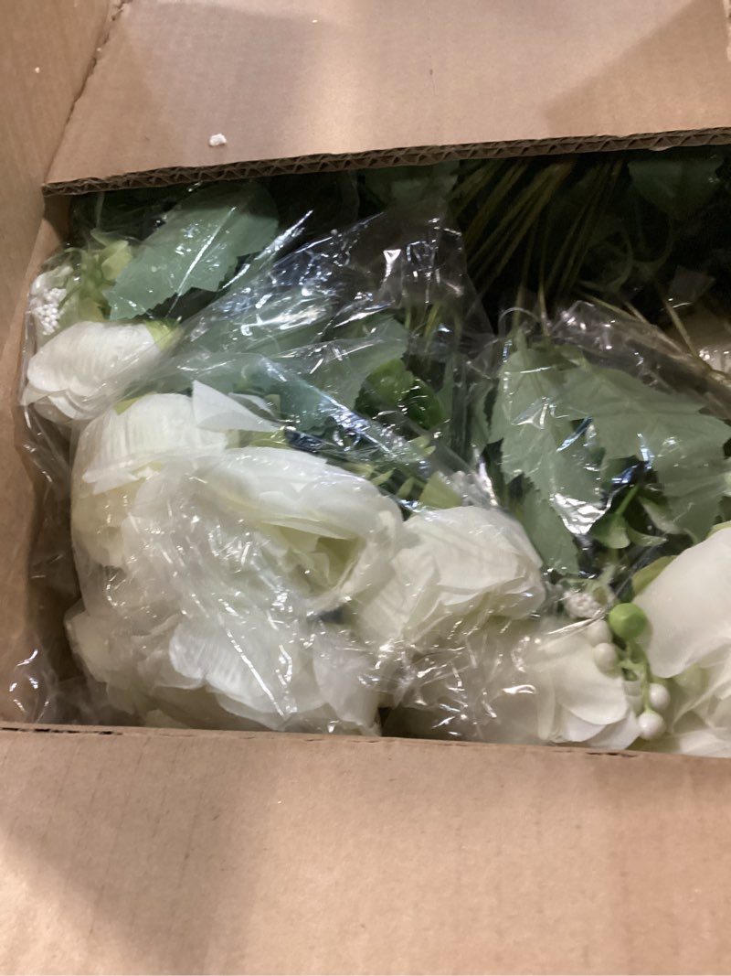 Condition photo showing Good Condition for 12 bundles peonies artificial white flowers bouquet, lifelike silk fake peonies with stems for home table centerpieces, wedding, party & diy bridal floral arrangements (white)