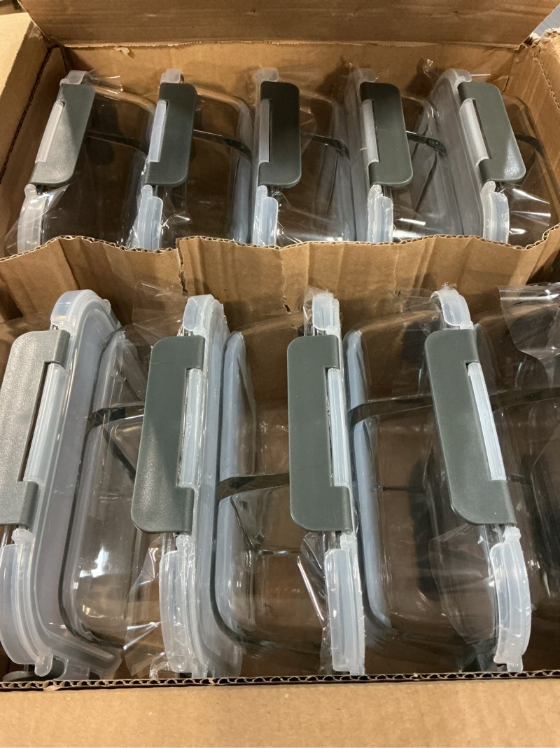 Condition photo showing New/Like New for M MCIRCO 10-Pack,30 Oz Glass Meal Prep Containers 2 Compartments Airtight Lunch Bento Boxes with Lids, Glass Food Storage Containers, Microwave, Oven, Freezer and Dishwasher gray-10pcs