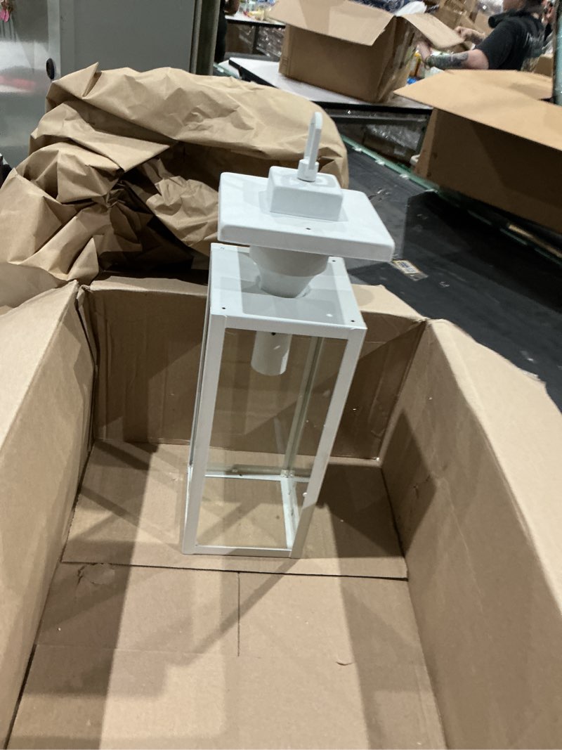 Condition photo showing As Is for  1-light outdoor wall lantern sconce lighting with double glass shade