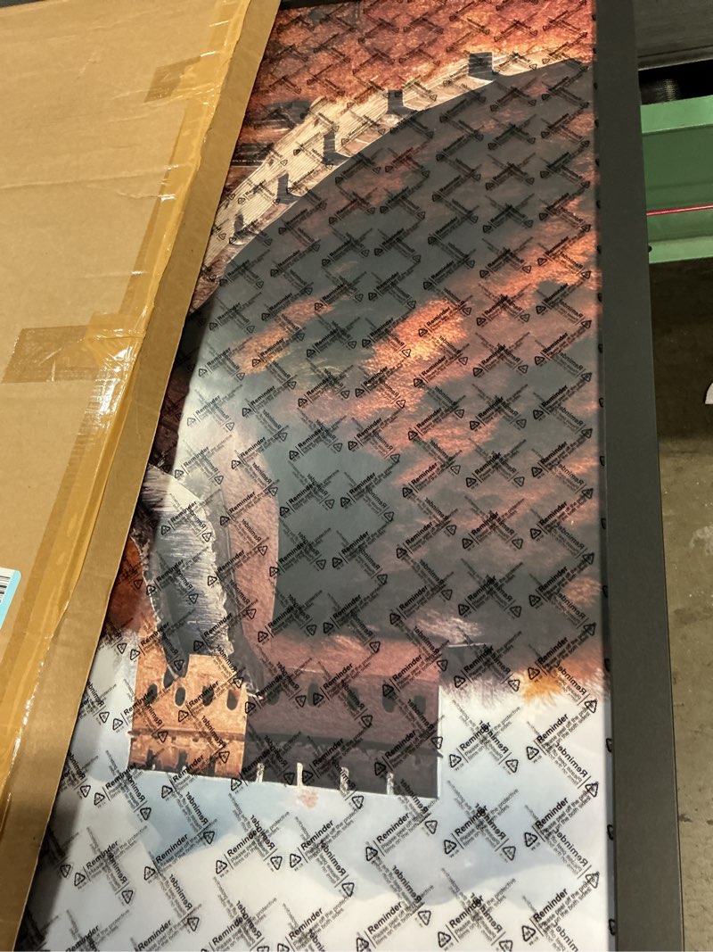 Condition photo showing As Is for picrit 24x32 poster frame, black engineered wood picture frame for horizontal or vertical wall mounting and displaying artwork photos, 1 pack black 24x32