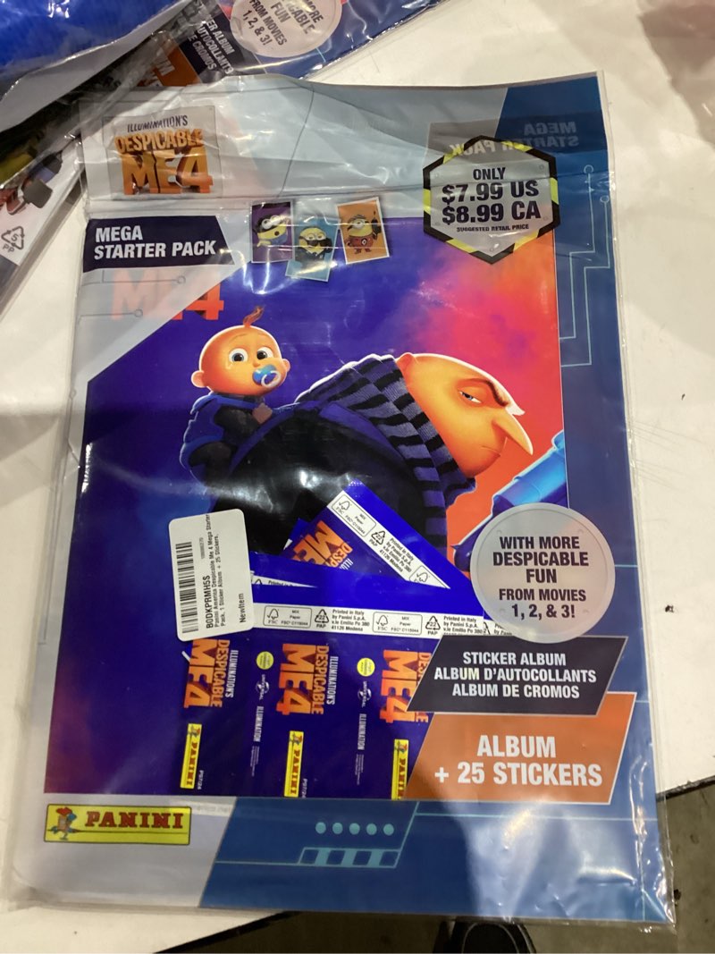 Condition photo showing New/Like New for Panini Despicable Me 4 Mega Starter Pack, 1 Sticker Album + 25 Stickers,