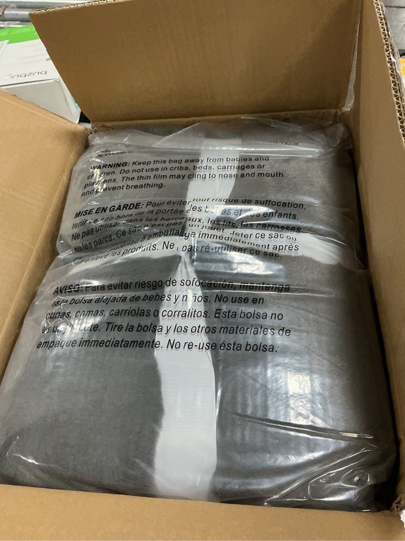 Condition photo showing New/Like New for ugg euphoria faux fur throw blanket, oversized soft throw for bed or couch, luxury bedroom decor, plush blankets, machine washable, 50-inch x 70-inch, charcoal grey grey throw