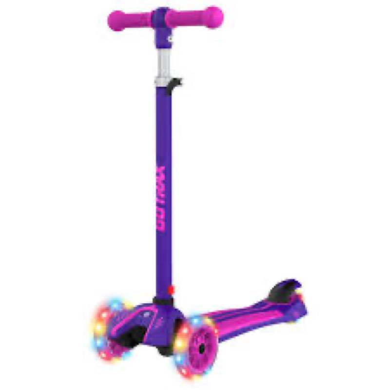 Gotrax KS1 Kids Kick Scooter, LED Lighted Wheels and 3 Adjustable Height Handlebars, Lean-to-Steer & Widen Anti-Slip Deck, 3 Wheel Scooter for Boys & Girls Ages 2-8 and up to 100 Lbs