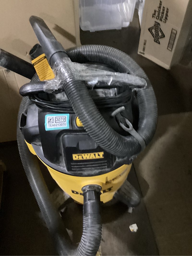 Condition photo showing As Is for dewalt stealthsonic quiet 6-gallon 4 hp corded wet/dry shop vacuum with accessories included