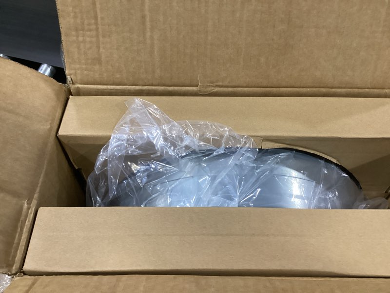 Condition photo showing As Is for gable mount power attic fan with adjustable thermostat, 15 inch attic exhaust fan, 1600 cfm, 1050 rpm, 4 amp
