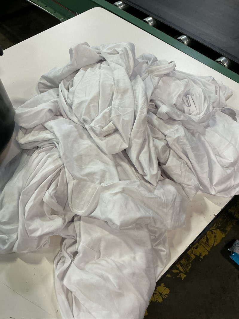 Condition photo showing As Is for peomeise stretch spandex folding chair cover for wedding party dining banquet event (white,12pcs) white 12pcs