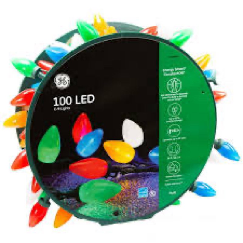GE Energy Smart - Tira de luces LED C9 de 66 pies, color blanco cálido, multicolor, 100 unidades, color blanco cálido