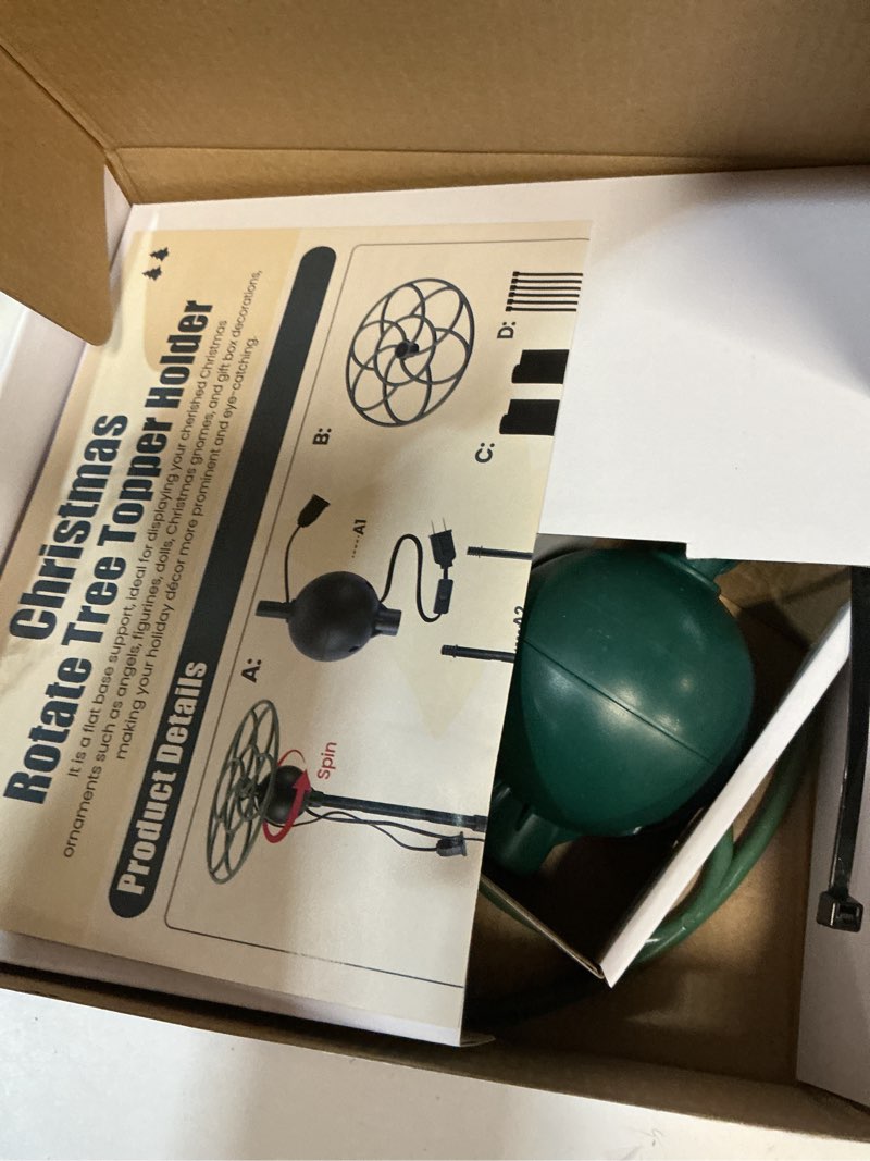 Condition photo showing New/Like New for Meonum Upgraded Electric Rotating Christmas Tree Topper Holder, Universal Tree Topper Stabilizer Fits All Base Types, Green Support Rod to stabilize Seasonal Treetop Ornaments (Flat Base Type)