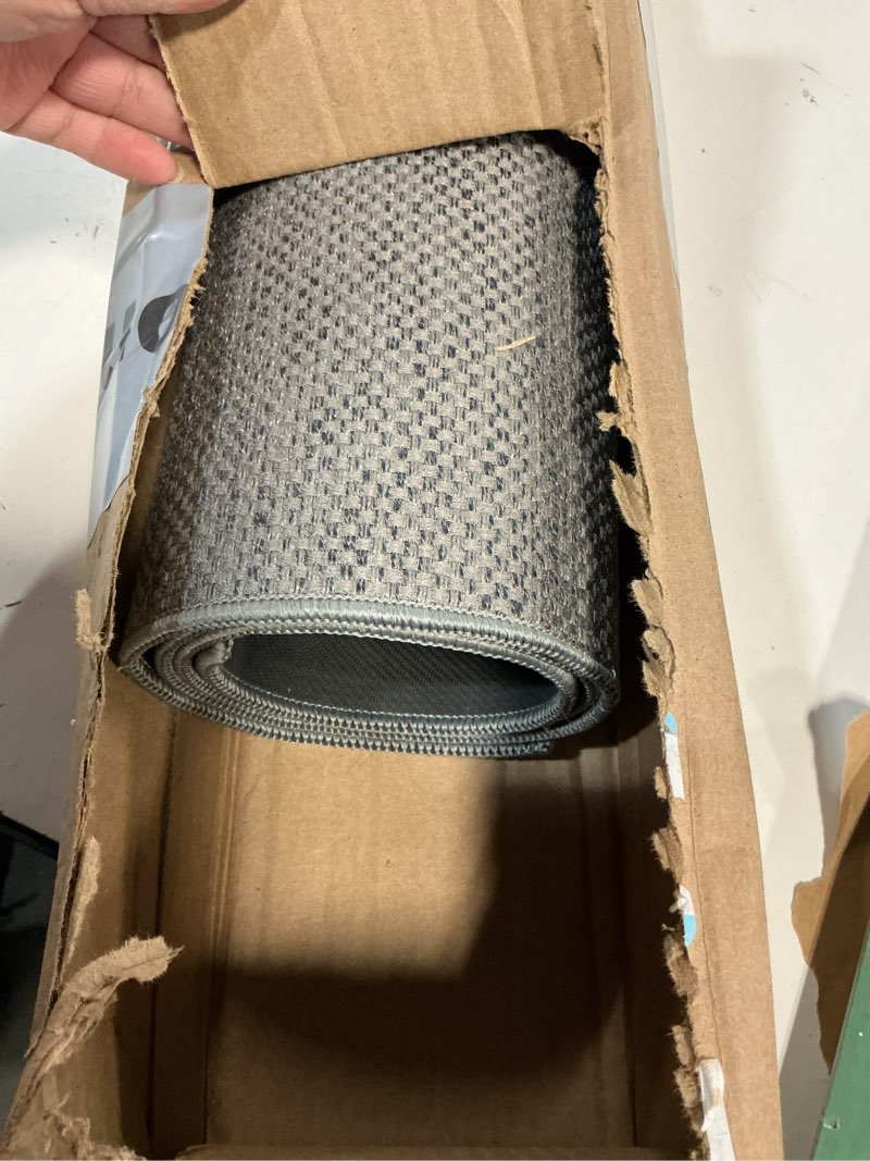 Condition photo showing Good Condition for color&geometry ultra-thin indoor door mat, 26"x47" low-profile non-slip entryway rug with modern geometric texture, washable doormat for indoor entrance, front door, light grey (rolled-up no creases) light grey 2'2" x 4' (rectangular)