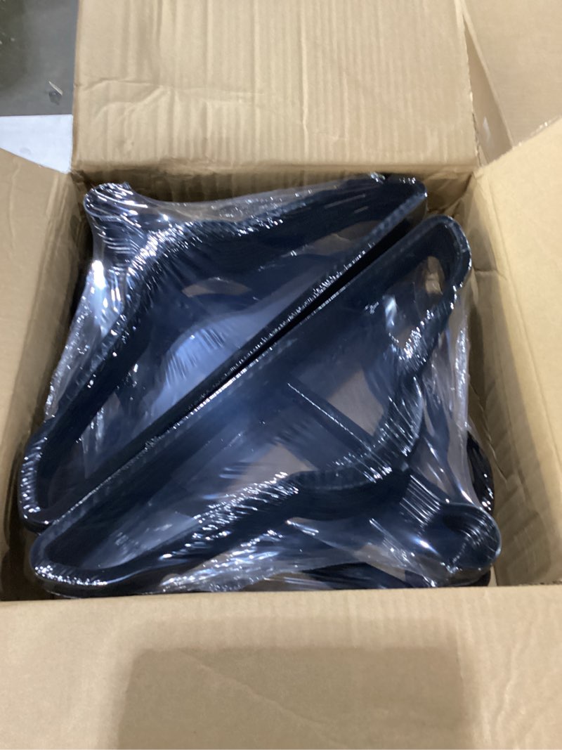 Condition photo showing New/Like New for pack of 60 velvet hangers, space-saving heavy duty clothes hangers for suit, non-slip, 0.2 inches slim, 17.7 inches wide, 360° swivel black hook - black black/black 60 pack