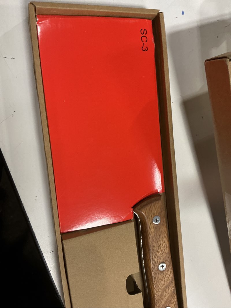Condition photo showing New/Like New for Juvale Meat Cleaver - 8-Inch Stainless Steel Blade, Wood Handle - Heavy-Duty Butcher Knife & Bone Cleaver for Beef Brisket, Meat Cutting & Chopping - Chopping Knife