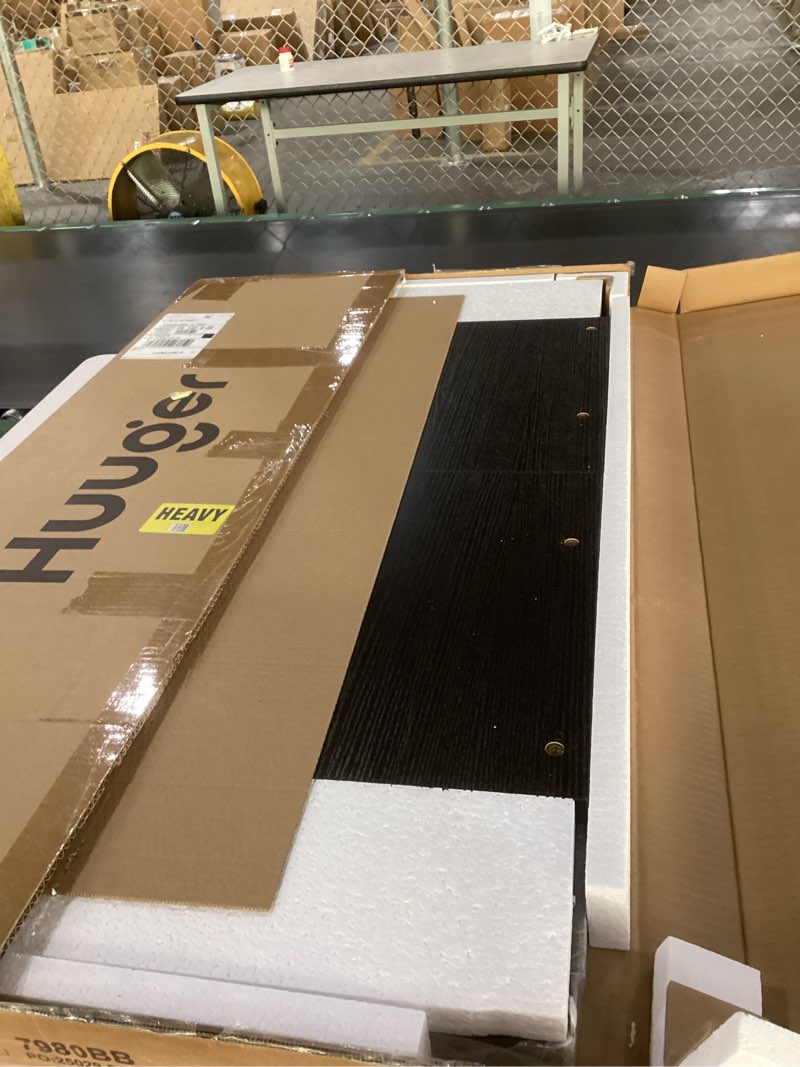Condition photo showing New/Like New for Huuger Modern Simple Office Desk, 63 Inch, Gaming & Writing Desk with Storage, Large Legroom, Metal Frame, Black Black 63inch