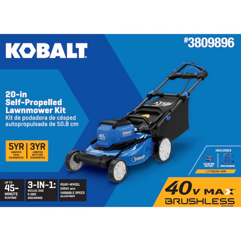Kobalt Gen4 40-volt, 20-in Self Propelled Battery Walk Mower with (1) 6 Ah Battery Included
