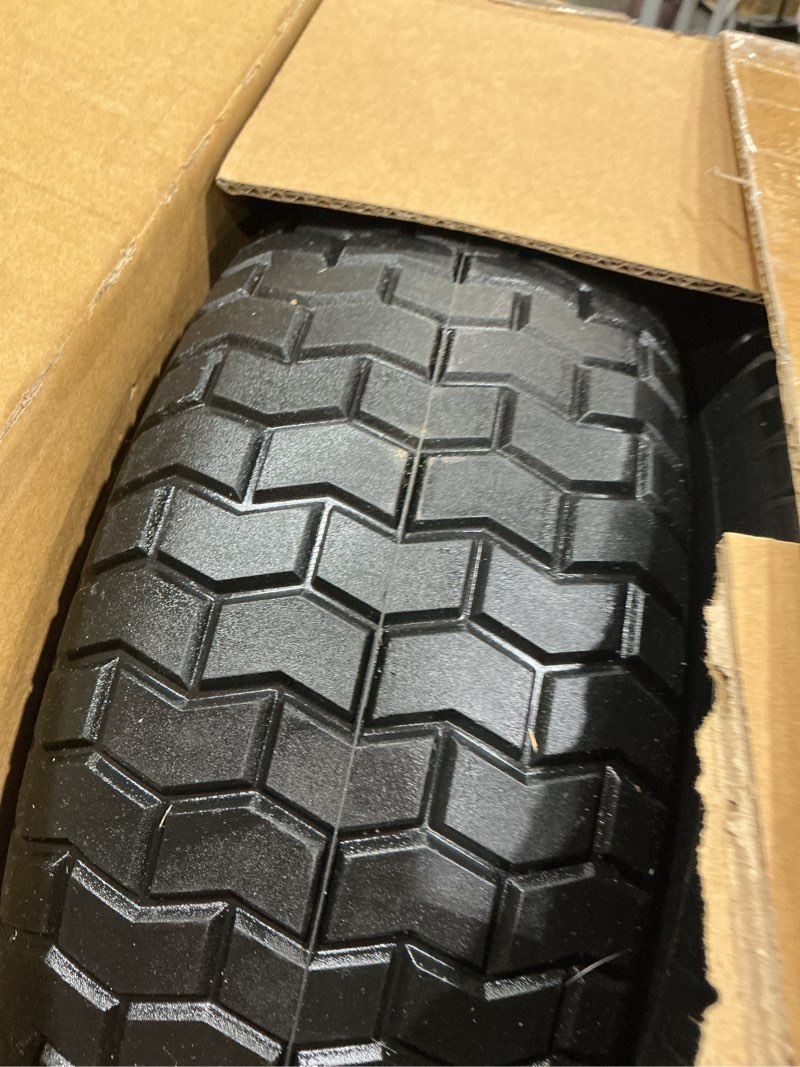 Condition photo showing Good Condition for 16x6.50-8 flat free riding lawn mower tire and wheel, 16x6.5-8nhs garden tractor lawnmower tyre, with 3/4" bushings & 5/8" bearings, 3" centered hub, 2 pack