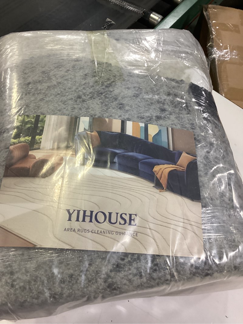 Condition photo showing New/Like New for yihouse modern washable area rug for living room bedroom - large abstract black and white rug non-slip ultra-thin home decor (dark curve, 8'x10'ft)