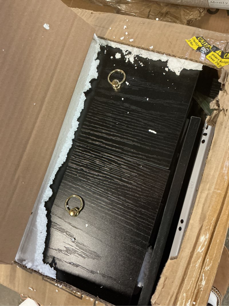 Condition photo showing As Is for Qeetex Black 54 Inch Wide Wooden Chest