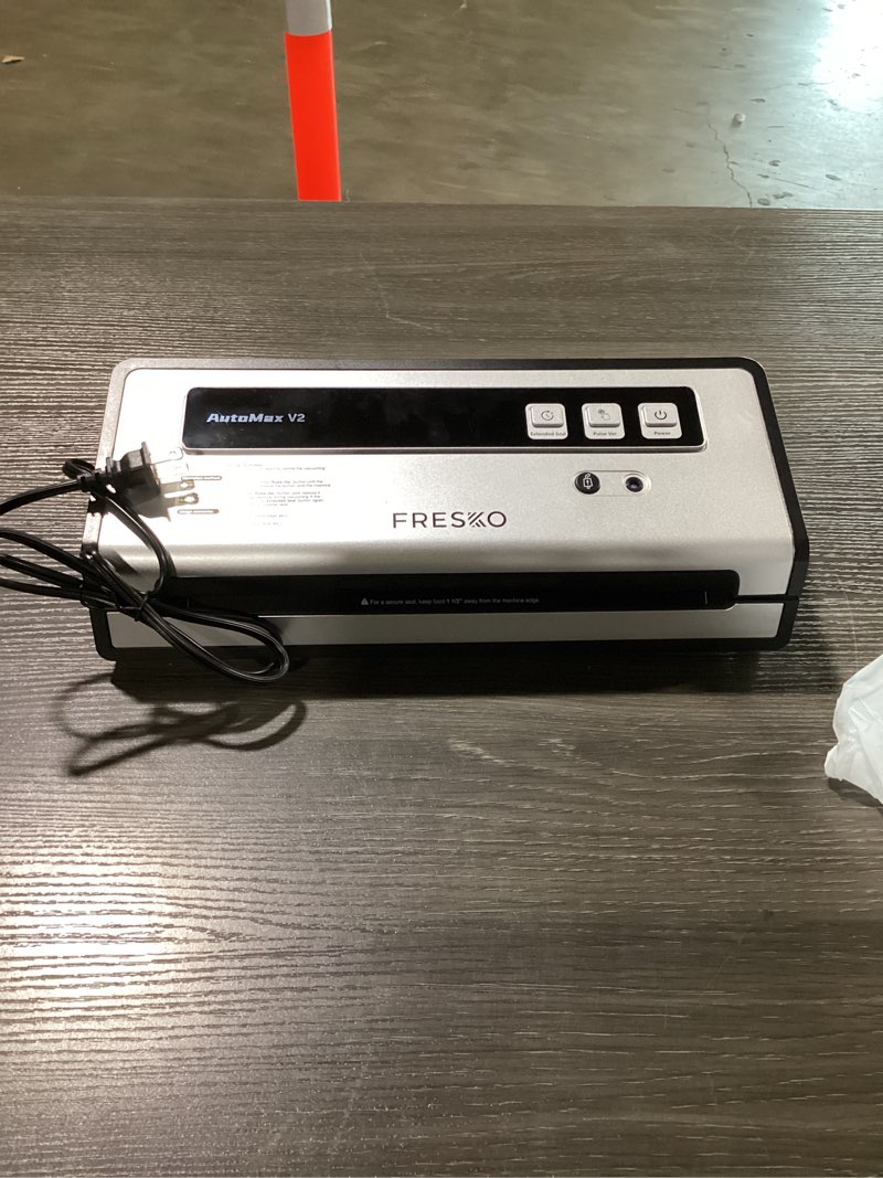 Condition photo showing As Is for fresko vacuum sealer machine with automatic bag detection, 0.2-inch widened heating strip, compact food sealer, easy to use, starter kit silver black large