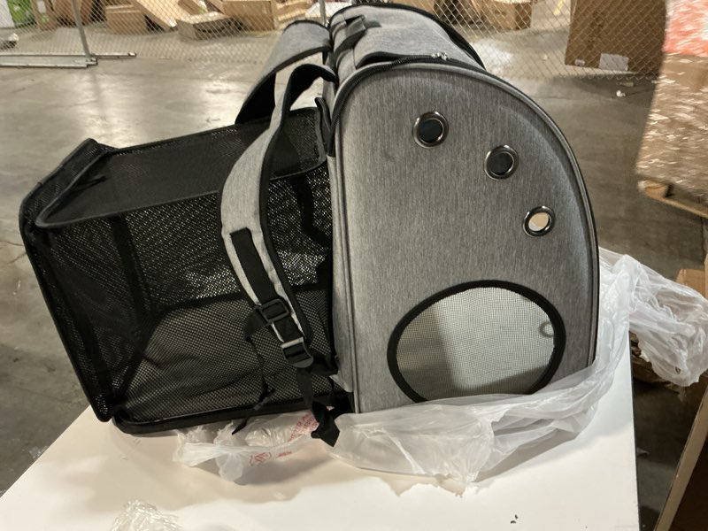 Condition photo showing Good Condition for Critter Sitters Grey Pet Backpack for Small Dogs, Cats with Scratch Resistant Breathable Mesh Windows, Airline Carry-On Approved, Safety Leash, Pockets, Durable Transporation for Animals