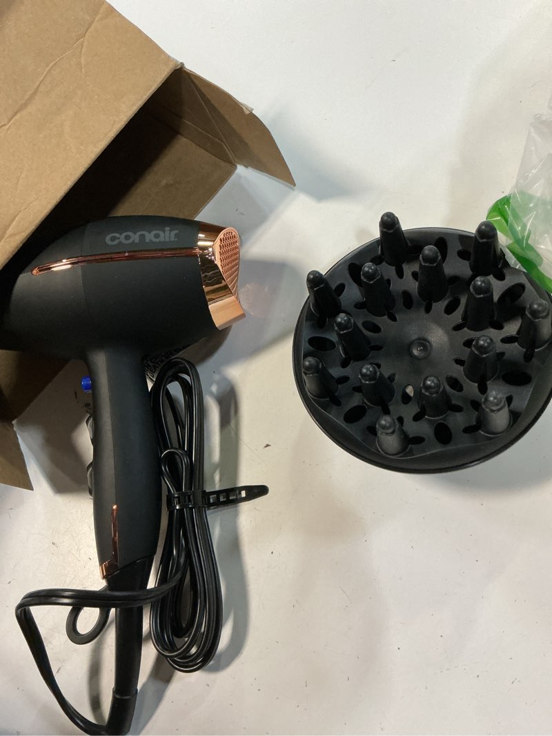 Condition photo showing Good Condition for infinitipro by conair hair dryer with diffuser | ac motor pro hair dryer with ceramic technology | includes diffuser and concentrator | black | packaging may vary