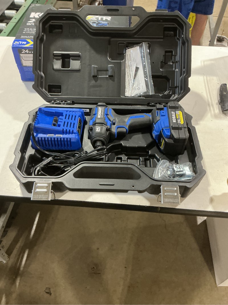 Condition photo showing Good Condition for kobalt xtr 24-volt 1/4-in brushless cordless impact driver (1-battery, charger and hard case included)