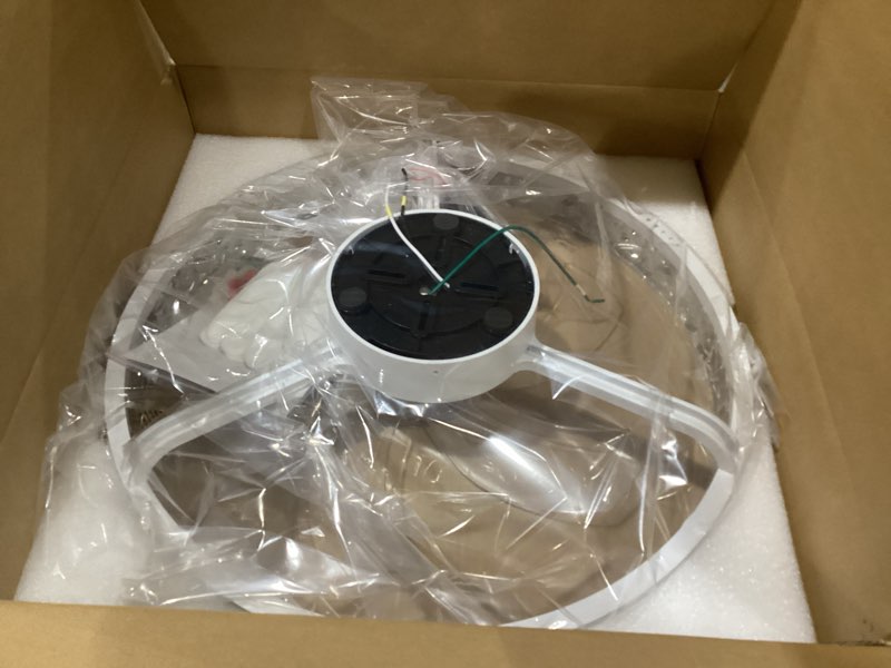 Condition photo showing Good Condition for depuley ceiling fans with lights and remote: 20" modern low profile flush mount led ceiling fan for bedroom app control - white crystal bladeless fandelier for living room kitchen dimmable dc motor white 20 inch