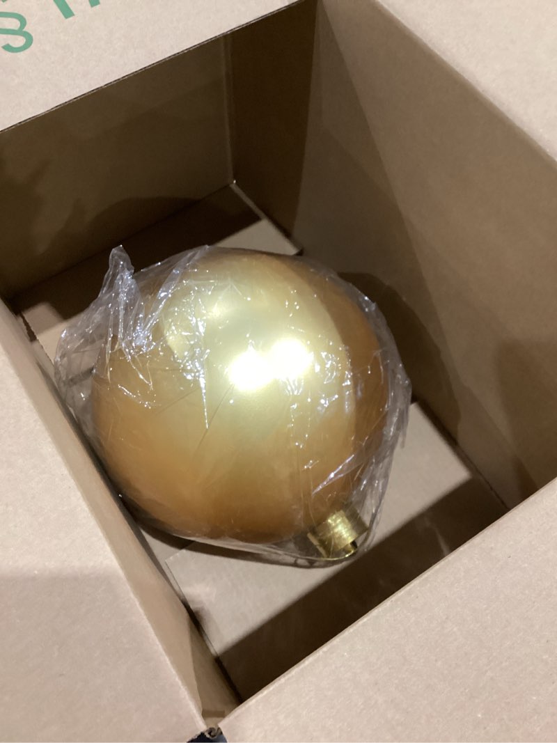 Condition photo showing As Is for ONLY ONE 4in Large Christmas Ornaments Shatterproof Christmas Ball Ornaments Giant Hanging Balls Mercury Decorations for Holiday(Gold,4pc) Gold 4in