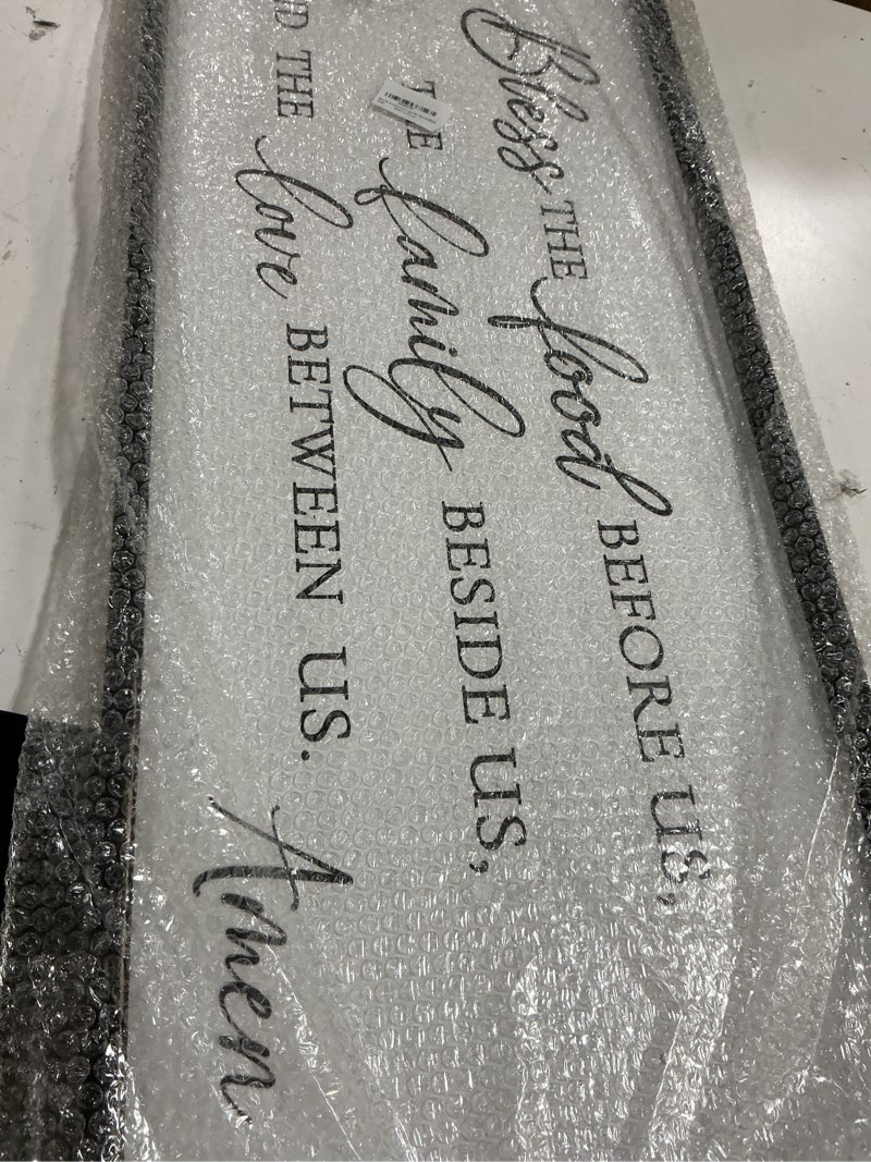 Condition photo showing Good Condition for bless the food before us wall decor sign 40" x 15" dining room wall decor framed wood for large farmhouse vintage prayer catholic kitchen wall hanging scripture bible verse art (black) 40"l x 15"w black